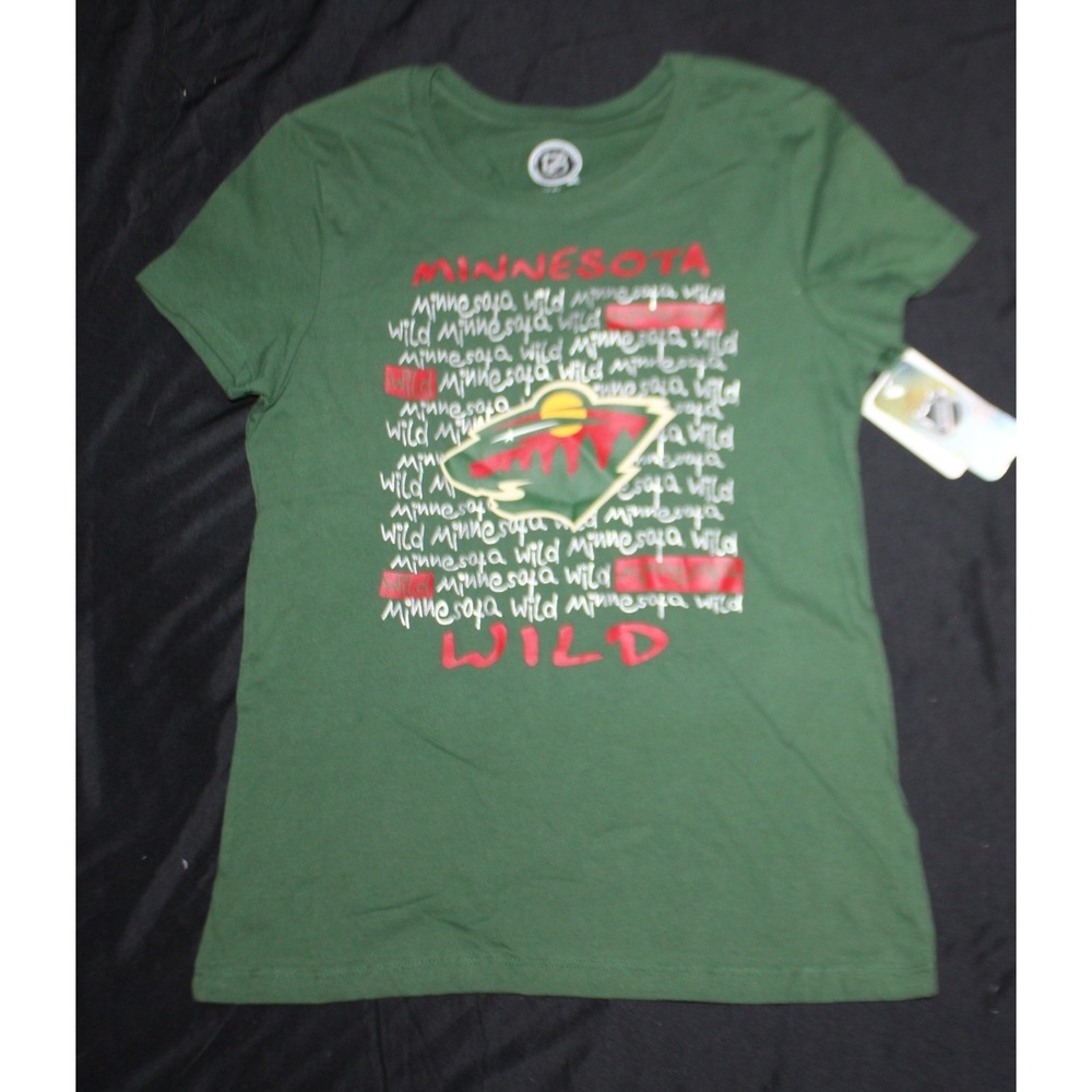 Youth Girls Minnesota Wild T-Shirt Tee (Green) " Wild" NHL L 10/12 NHL Apparel
